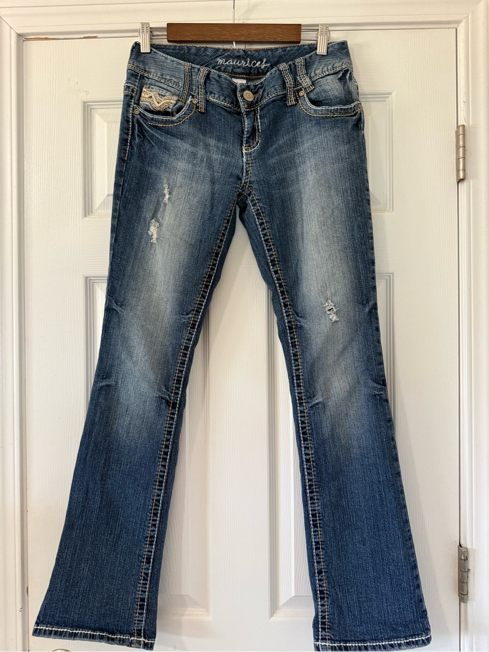 Maurices Women's Distressed Blue Bootcut Jeans
